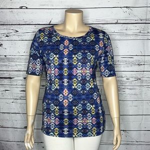 LuLaRoe NWT Size 2XL Blue - Geometric Print Elbow Sleeve Gigi Knit Top Shirt
